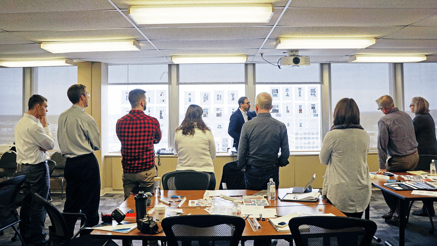 Stakeholders and city staff gathered during the South Bend code stress test workshop